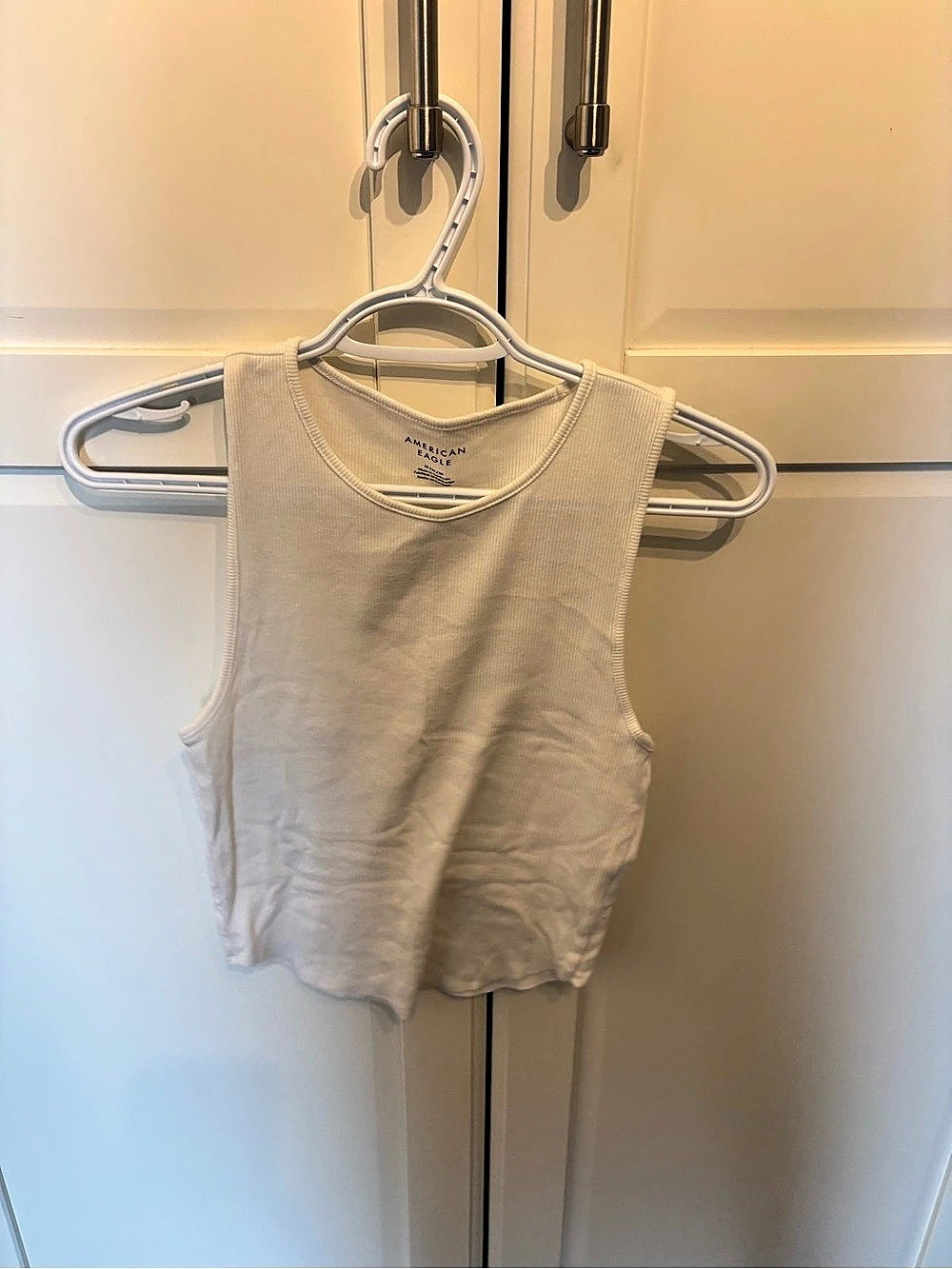 American Eagle Outfitters Ribbed Tank Top in Cream Size Medium